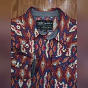 Kids' Cody James Western Snap Down Shirt - Rust and Blue Size Small‎